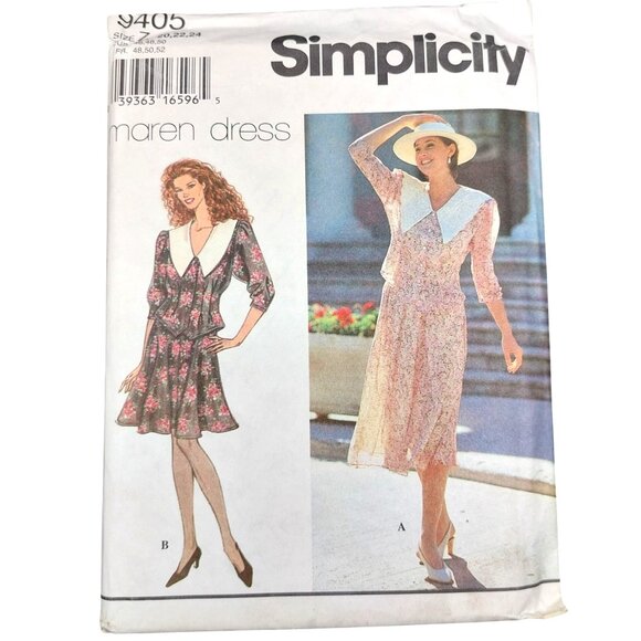 1990s Simplicity 9405 Vintage Maren Dress Sewing Pattern Size Z 20 22 24 Uncut - Picture 1 of 4